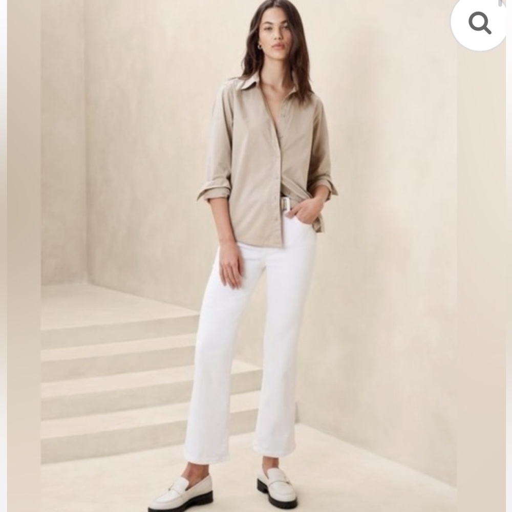 Cropped White Bootcut Jeans Banana Republic Sz 27 - Picture 3 of 9